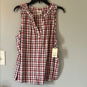 Plaid Sleeveless Top - Red, White & Blue